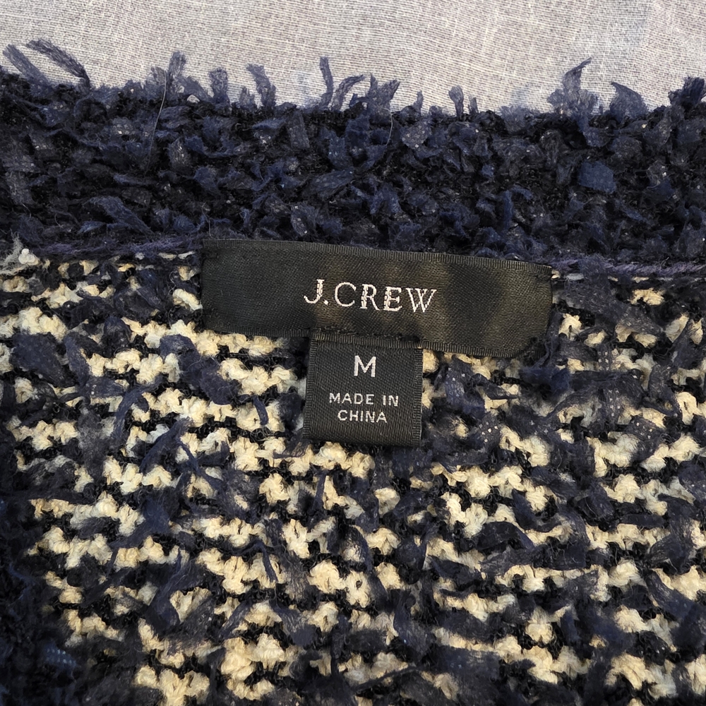 J. Crew Navy and Cream Textured Cardigan - Picture 2 of 12